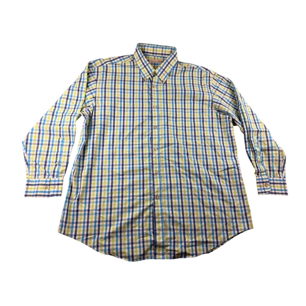 James Tattersall Button-Up Shirt Men XXL Multi Color Plaid Cotton Preppy Work